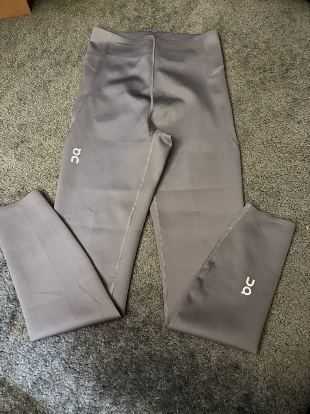 On Running Womans Gray Performance Leggings with Logo